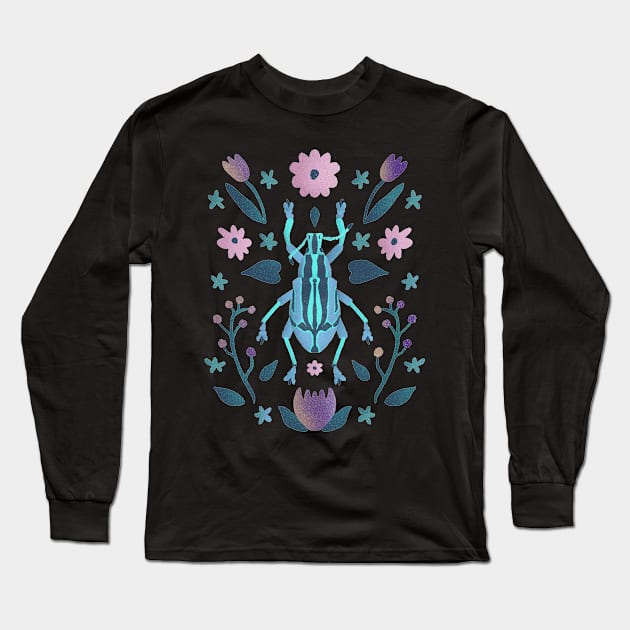 Bright Blue Beetle Long Sleeve T-Shirt by Annelie